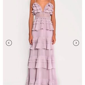 Elegant Lilac Plunge Maxi Dress